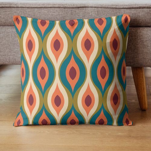 Colorful Aesthetic mid_century seamless pattern  Throw Pillow