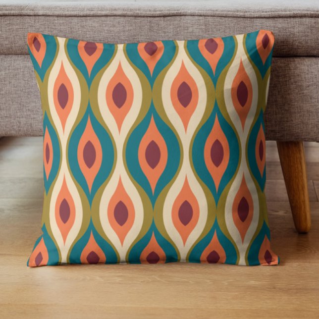 Colorful Aesthetic mid-century seamless pattern  Throw Pillow (Creator Uploaded)