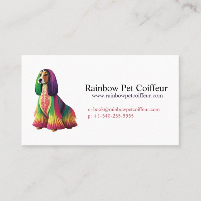 Colorful Afghan Hound Business Card (Front)