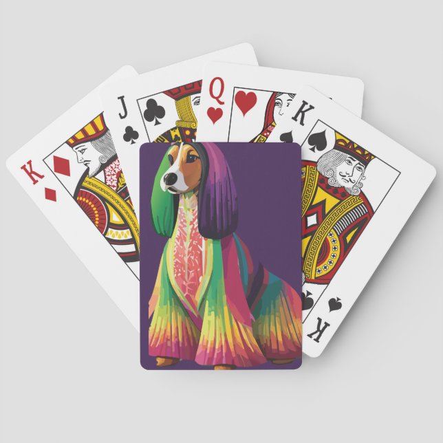 Colorful Afghan Hound Poker Cards (Back)