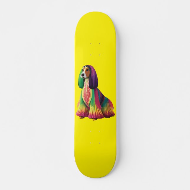 Colorful Afghan Hound Skateboard (Front)