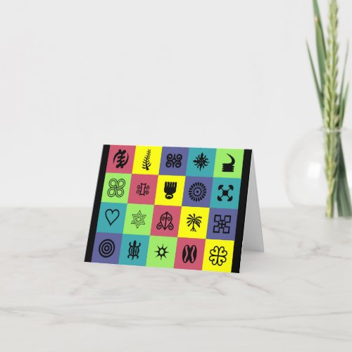 Colorful African Adinkra 4 x 56 Thank You Card