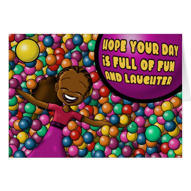 Colorful African American Girl Birthday (Front Horizontal)