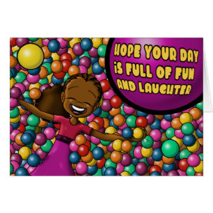 Colorful African American Girl Birthday Cards
