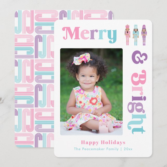 Colorful African American Nutcracker Christmas Holiday Card (Front/Back)