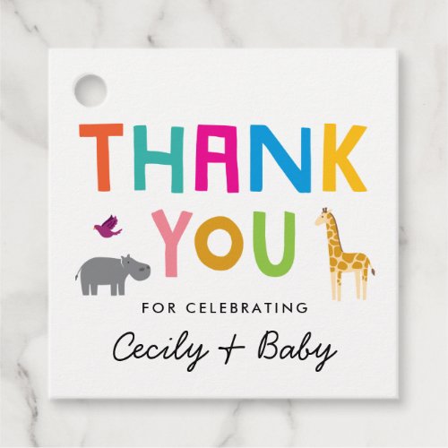 Colorful African Animals Thank You Favor Tags