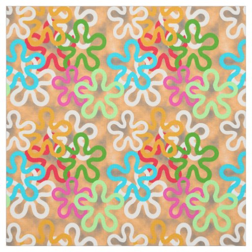 Colorful African Blob Abstract Shapes Block Print Fabric