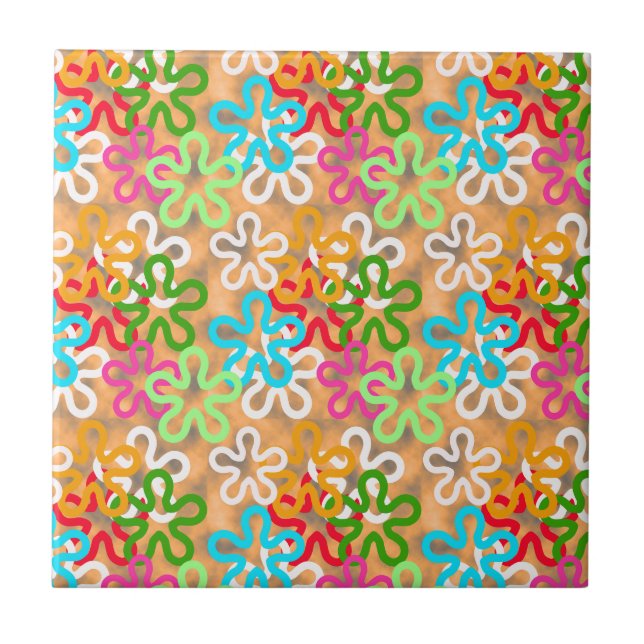 Colorful African Blob Abstract Shapes Pattern Ceramic Tile (Front)