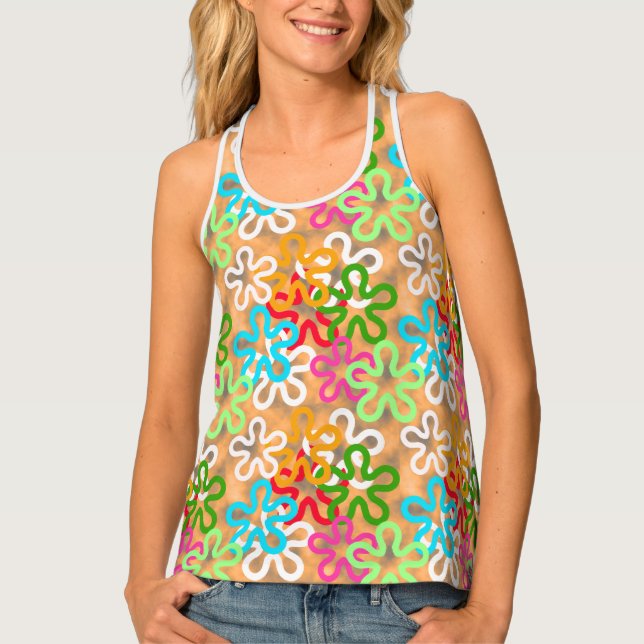 Colorful African Blob Abstract Shapes Pattern Tank Top (Front)