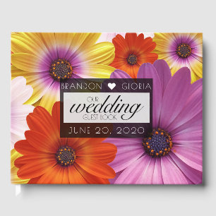 Colorful African Daisies Flowers Floral Wedding Guest Book