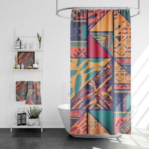 Colorful African Ethnic Aztec Tribal Pattern       Shower Curtain