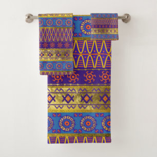 Colorful African Ethnic Tribal Pattern Bath Towel Set