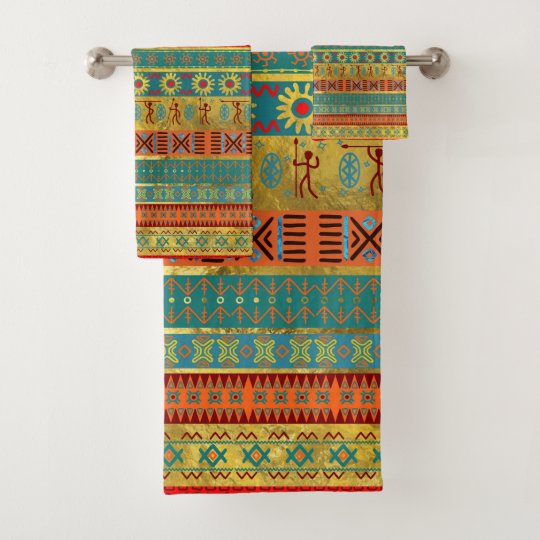 Colorful African Ethnic Tribal Pattern Bath Towel Set