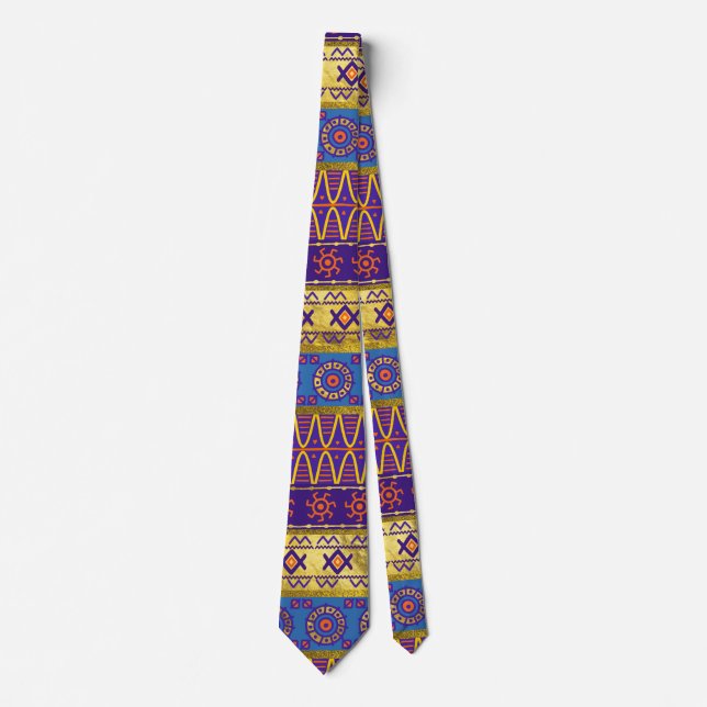 Colorful African Ethnic Tribal Pattern Neck Tie (Front)