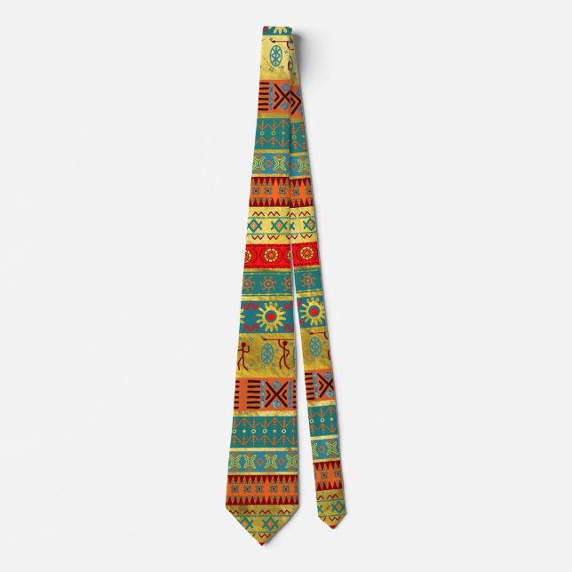 Colorful African Ethnic Tribal Pattern Neck Tie (Front)