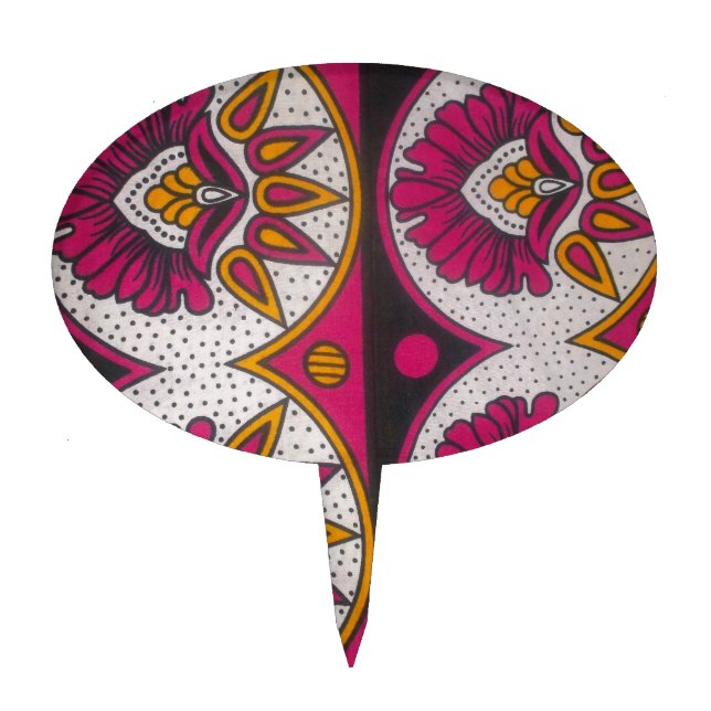 Colorful African Fabric Motif Art Print Cake Topper (Front)