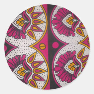 Colorful African Fabric Motif Art Print Classic Round Sticker