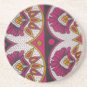 Colorful African Fabric Motif Art Print Drink Coaster