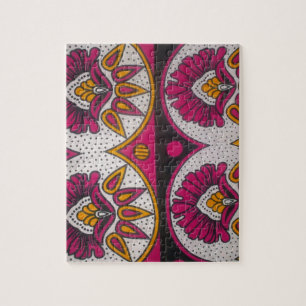 Colorful African Fabric Motif Art Print Jigsaw Puzzle