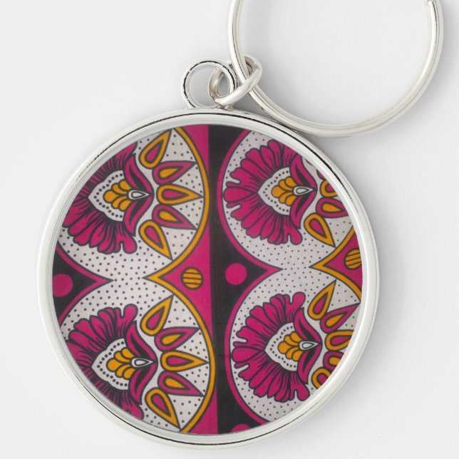 Colorful African Fabric Motif Art Print Keychain (Front)