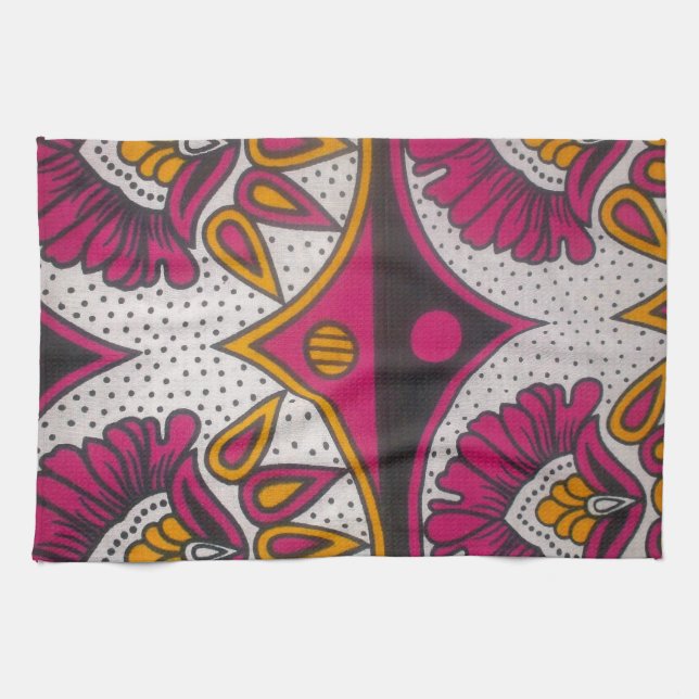 Colorful African Fabric Motif Art Print Kitchen Towel (Horizontal)