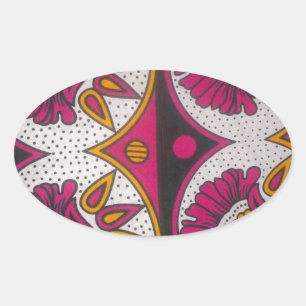 Colorful African Fabric Motif Art Print Oval Sticker
