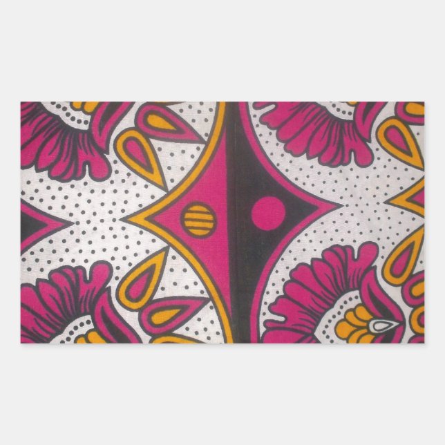 Colorful African Fabric Motif Art Print Rectangular Sticker (Front)