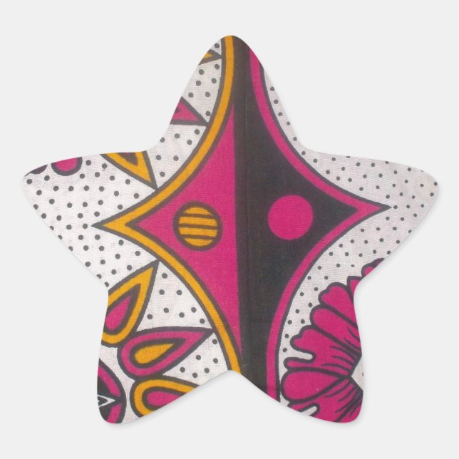 Colorful African Fabric Motif Art Print Star Sticker (Front)