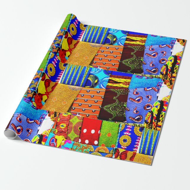 Colorful African Fabric Print Wrapping Paper (Unrolled)