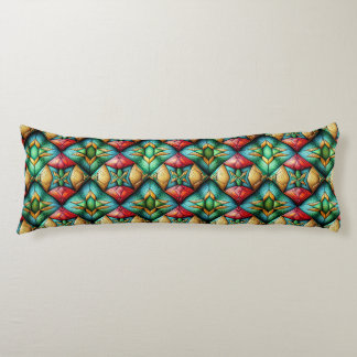 Colorful African-Inspired Geometric Mosaic Pattern Body Pillow