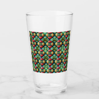 Colorful African-Inspired Geometric Mosaic Pattern Glass
