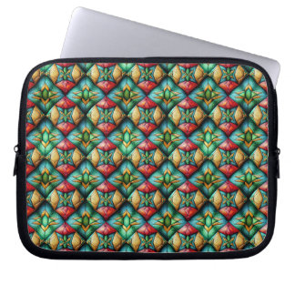 Colorful African-Inspired Geometric Mosaic Pattern Laptop Sleeve