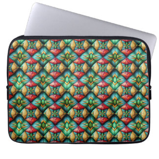 Colorful African-Inspired Geometric Mosaic Pattern Laptop Sleeve