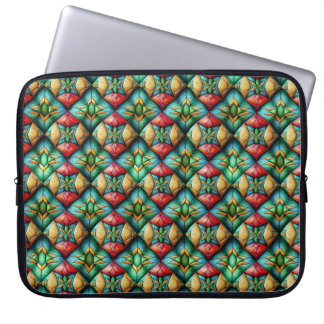 Colorful African-Inspired Geometric Mosaic Pattern Laptop Sleeve