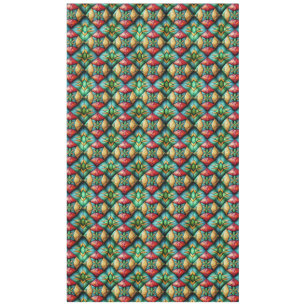 Colorful African-Inspired Geometric Mosaic Pattern Tablecloth