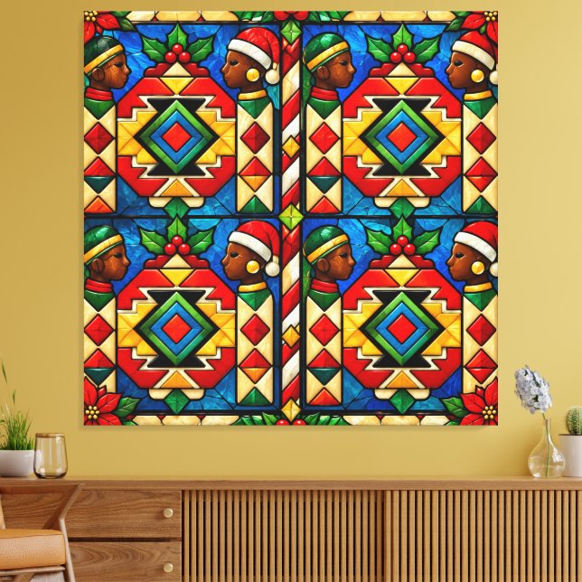 Colorful African-Inspired Geometric Pattern Canvas Print (Insitu(LivingRoom))
