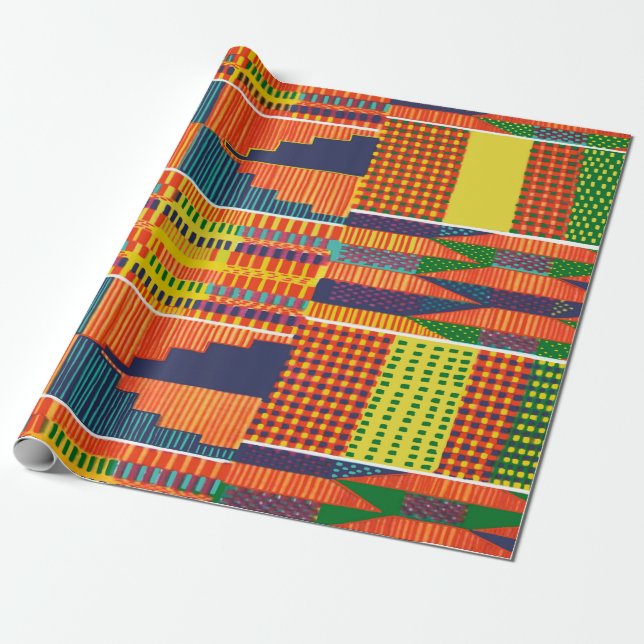 Colorful African Kente Wrapping Paper (Unrolled)