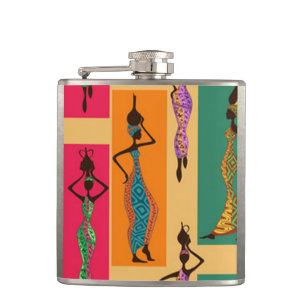 Colorful African Ladies Flask