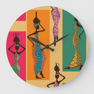 Colorful African Ladies Large Clock