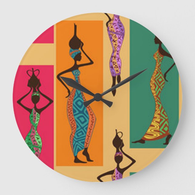 Colorful African Ladies Large Clock (Front)