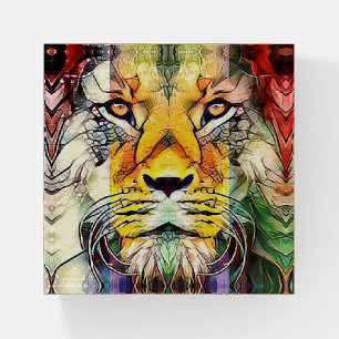 Colorful African Lion Creative Wildlife Pop Art Paperweight