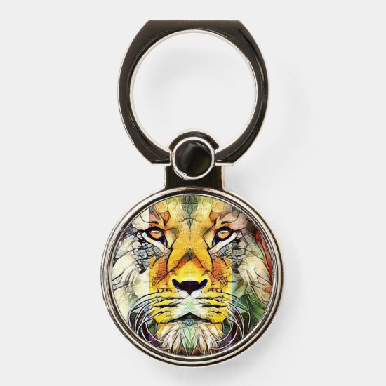 Colorful African Lion King of Beasts Pop Art Phone Ring Stand