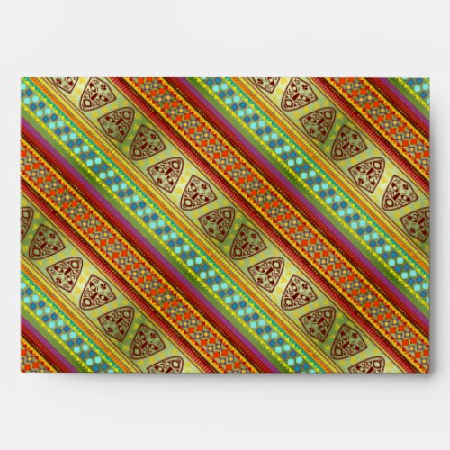 Colorful African Masks Stripe Kente Pattern Envelope