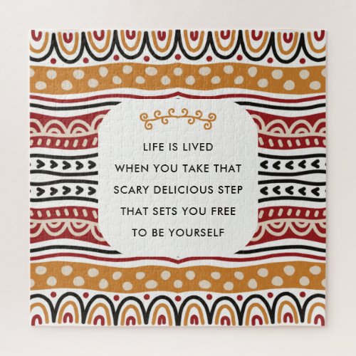 Colorful African Motif Pattern Motivational Quote Jigsaw Puzzle