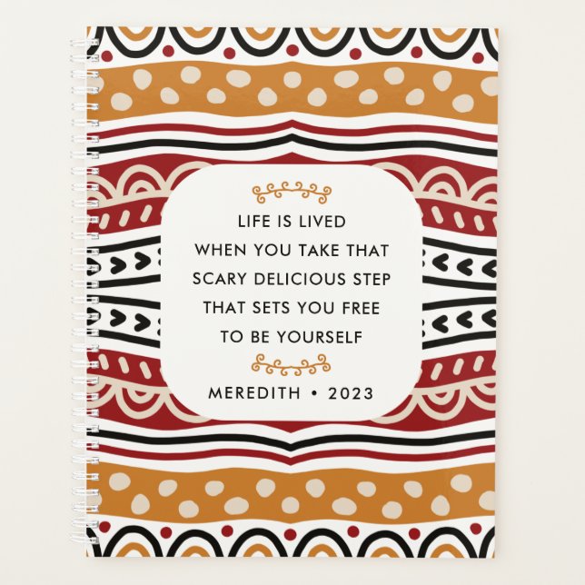 Colorful African Motif Pattern Motivational Quote Planner (Front)