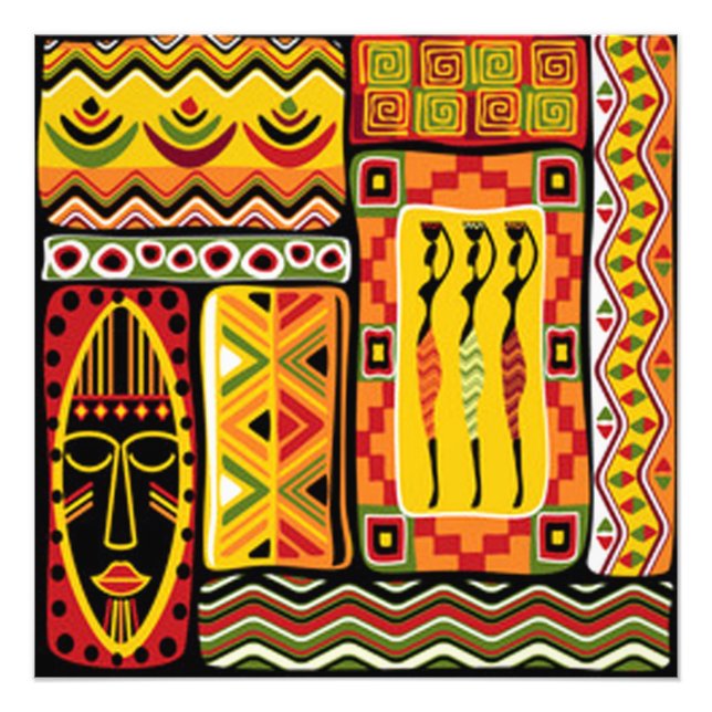 Colorful African Pattern Print Collage (Front)