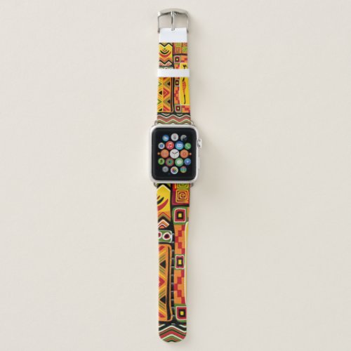 Colorful African Pattern Print Collage Apple Watch Band