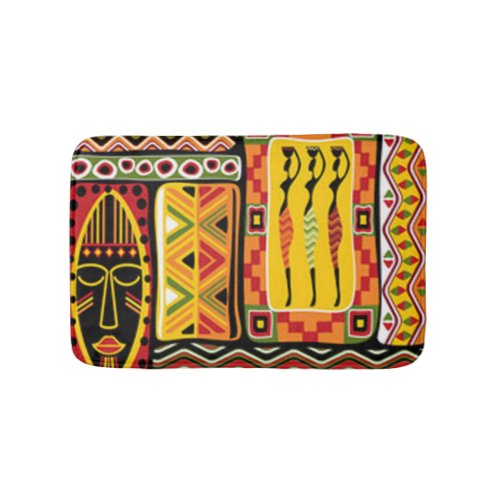 Colorful African Pattern Print Collage Bathroom Mat