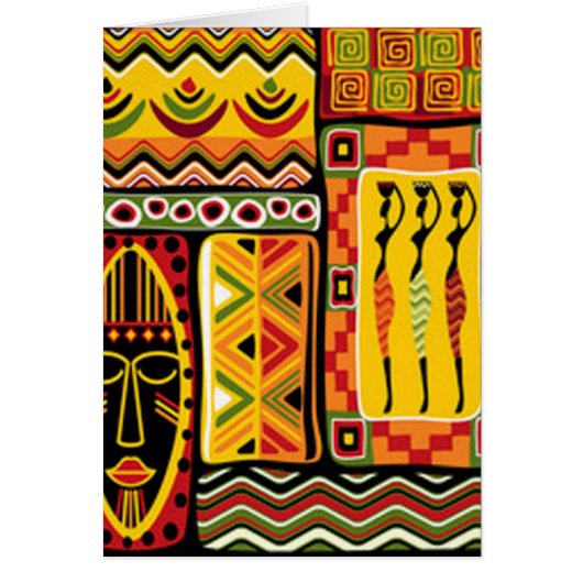 Colorful African Pattern Print Collage Cards (Front)