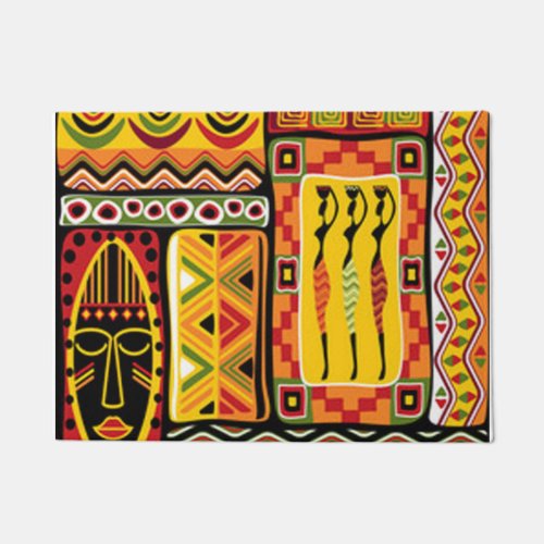 Colorful African Pattern Print Collage Doormat